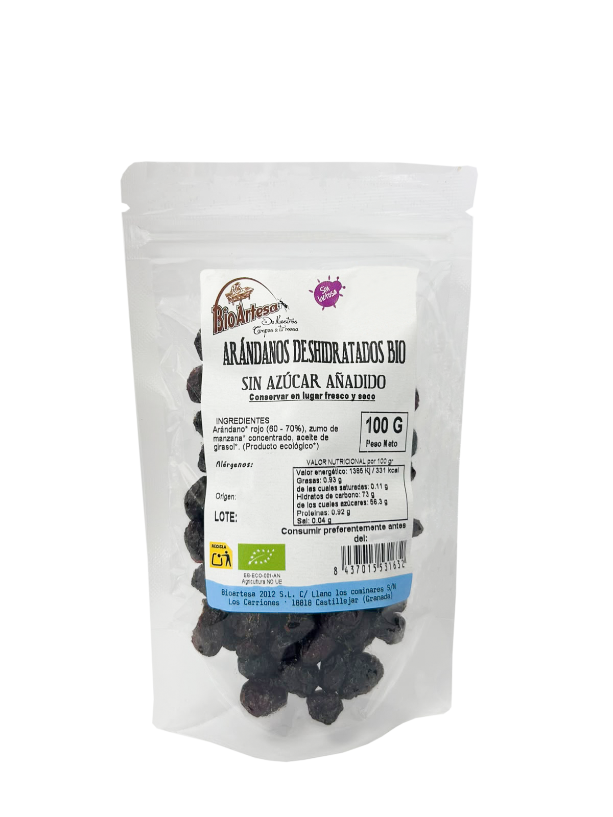 Arándanos rojos deshidratados sin azúcar añadida Bio - 100gr 1 ARANDANOS 100GR
